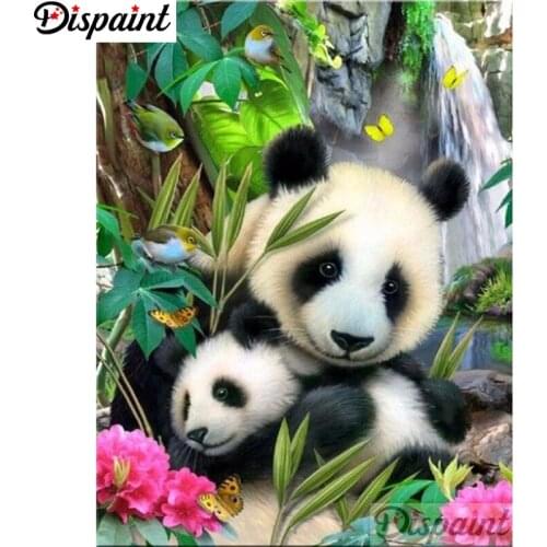 Dispaint Full Square/Round Drill 5D DIY Diamond Painting "Animal panda scenery" Embroidery Cross Stitch 5D Home Decor A11245