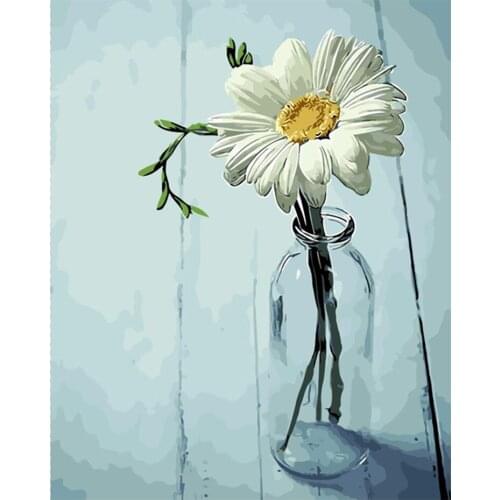 FSBCGT Oil Painting By Number Imagine Scenery Flower In Vase DIY Picture By Number Kits Drawing On Canvas Home Wall Art Decor