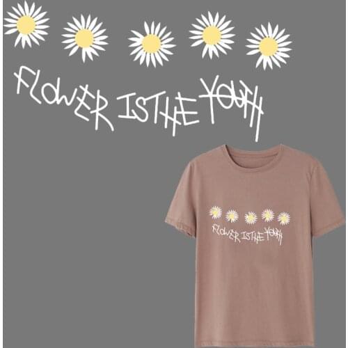 Flower Daisy Patches for Clothing Iron on Stickers Fashion Letter Patches for Boys Girls DIY Heat Transfers Appliques