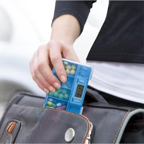 4 Grid Intelligent Timer Reminder Pills Box Organizer Storage Pill Case Health99