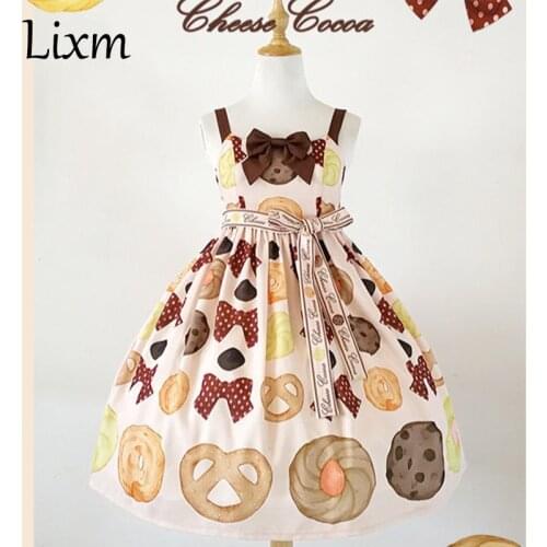 Japanese Kawaii Cookies JSK Lolita Dress Girl Jsk lolita bowknot high waist renaissance gothic dress tea party sweet lolita jsk