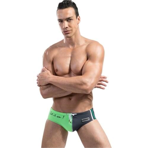Desmiit Brand Mens Swimming Trunks Mens Swimwear Mens Waterproof Gay Sexy Swim Trunks Beach Underwear Quick-Drying Bikini
