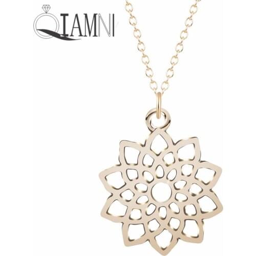 QIAMNI Handmade Crown Seventh Chakra Flower Yoga Pendant Necklace Christmas Gift Women Girls Accessories Minimalist Jewelry