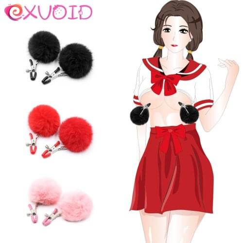 EXVOID Sex Toy For Couples Flirting Slave Restraint 1 Pair BDSM Bondage Breast Clamp Fetish Plush Nipple Clip Clitoris Stimulate