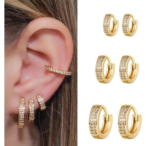 ISUEVA Classic 18K Gold Filled Cubic Zircon Small Hoop Earrings For Women Fashion Wedding Jewelry Wholesale Free Shipping