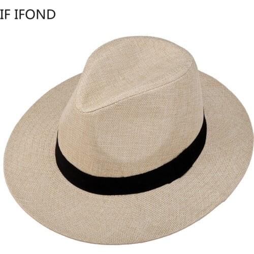 2020 Summer unisex sun hat casual Fedora Beach vacation Panama straw hat wide brim Beach jazz hats