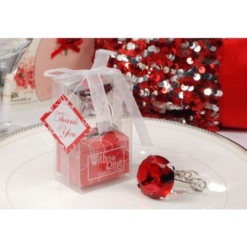 Wedding party favours/Wedding Favors gift Ring Diamond Keychain promotion gift 200pcs/lot pink white blue purple 4color/1