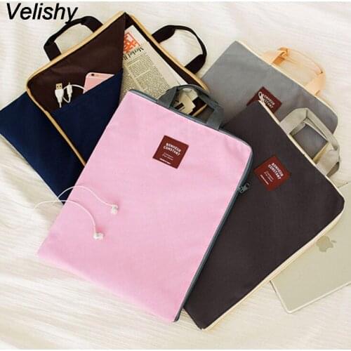Velishy 1PCS New Document Organizer Bag Cartella Documenti Archivador Documentos Briefcases 4 Colors A4 Canvas File Folder Bag
