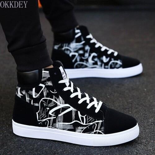 Spring High-Top Shoes Korean Mens Shoes Student Canvas Shoes Mens Casual Shoes Fashion Winter Youth Board Shoes