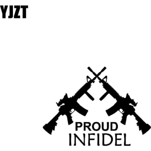 YJZT 15.3CM*11.4CM Proud Infidel Car Sticker Vinyl Decal USMC Us Army Usn Black/Silver C3-0074
