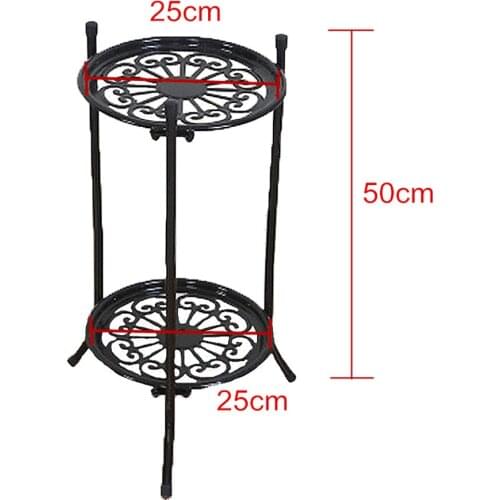 Metal Plant 2 Tier Stand Shelf Black/White Elegant Display Garden Balcony Flower Pot Shelf Rack Holder Home Indoor Decor