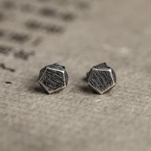 925 Sterling Silver Pentagon Cube Stud Earrings Womens Earrings Vintage Party Wedding Silver Jewelry for Girls Women Jewelry