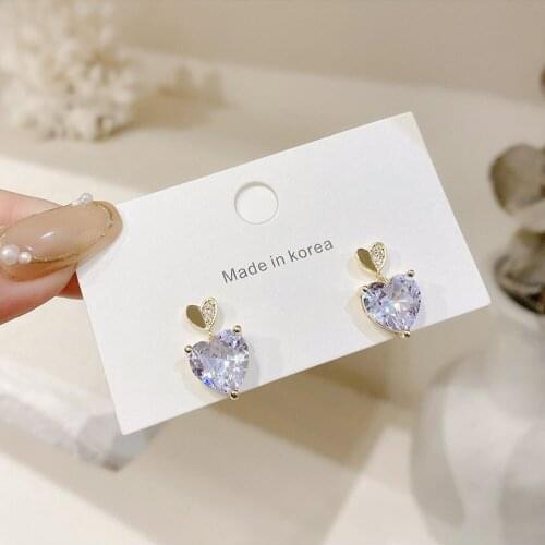 Love zircon earrings female exquisite fashion net red earrings South Korea ins light luxury ear jewelry