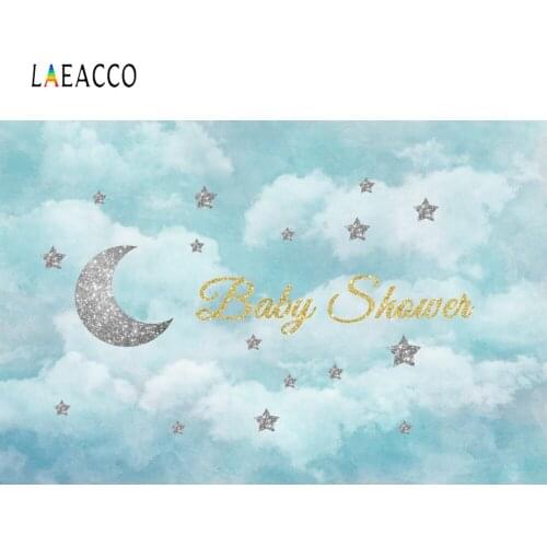 Gold Baby Shower Backdrops For Photography Silver Moon Star Cloud Party Poster Portrait Photographic Backgrounds Photo Studio
