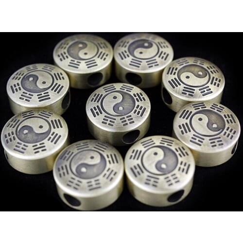 1pcs DIY Knife Beads Good Luck Pendant Brass Paracord Beads Keychain Chinese Style Taiji