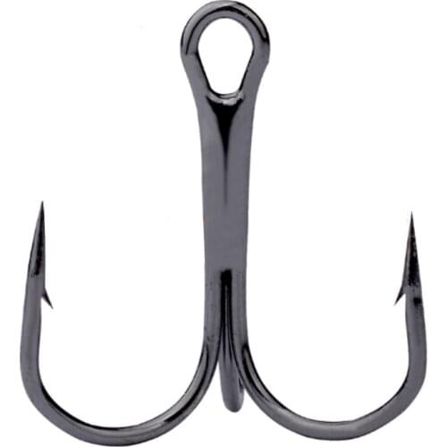 10Pcs/lot 2# 4# 6# 8# 10# Black Fishing Hook High Carbon Steel Treble Overturned Hooks Fishing Tackle Round Bend Treble For Bass