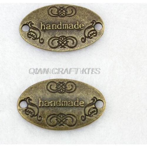 100 Charm Handmade Oval bronze Plated Victorian Pendants Beads 28*19mm label antique bronze zinc alloy pendents charm drops