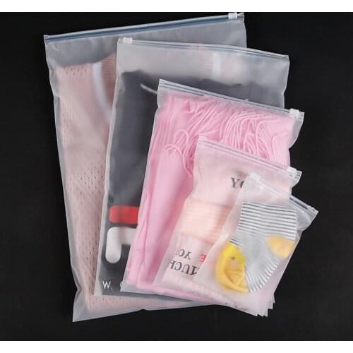 100pcs Frosted zipper clothing bag plastic underwear PE translucent self sealing bag width(cm)Xlength(cm)Xthickness(mm)