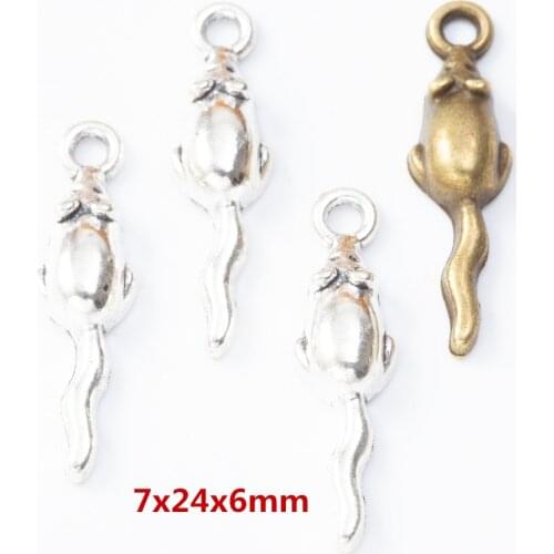 100 pieces of retro metal zinc alloy mouse Pendant for DIY handmade jewelry necklace making 8200