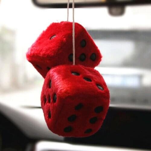 2PCS Auto Car Pendant Colorful Plush Dice Craps Automobiles Rear View Mirror Charms Hanging Suspension Ornaments Decoration
