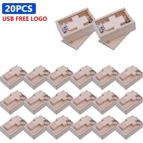 20pcs Free Logo Usb Flash Memory Disk 128gb 64GB 32GB 16GB 8GB 4GB Pen Drive Pendrive Wooden Usb 2.0 Flash Drives with Keychain