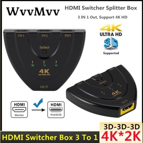 4K*2K 3D Mini 3 Port HDMI-compatible 1.4 Switch 4K Switcher HD Splitter 1080P 3 in 1 out Video Adapter for DVD HDTV Xbox PS3