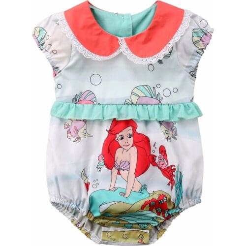 Newborn Baby Girl Mermaid Sleeveless Bodysuits Jumpsuit Bodysuit Outfits Clothes Sunsuit Size 0-24M