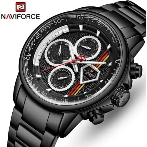 NAVIFORCE Fashion Casual Mens Watches Luxury Brand Stainless Steel Clock Male Sport Wristwatch Waterproof Quartz Watch For Men