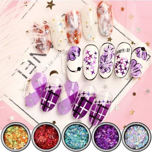 Nail Glitter Nail Art Star Sequins Four-corner Star Sequins Phototherapy Nail DIY Decoration Girl Face Makeup Patch -ML1001