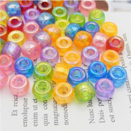 Julie Wang 200pcs 6*9mm Resin Translucent Colorful Beads Random Mixed Spacer Beads Bracelet Jewelry Making Accessory