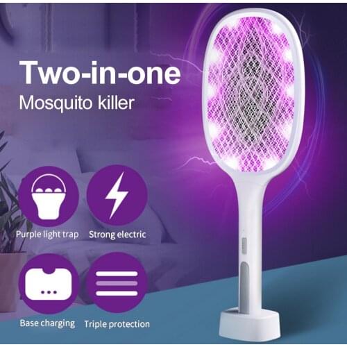 Mosquito Killer Lamp 3000V Electric Bug Zapper USB Rechargeable Two-in-One Trap Fly Swatter Trap Flies Insect Killer Light