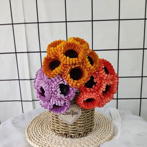 Simulation 6Heads Chrysanthemum Bunch Artificial Silk Flowers for Home Decoration Accessories Wedding Bride Hand Holding Bouquet