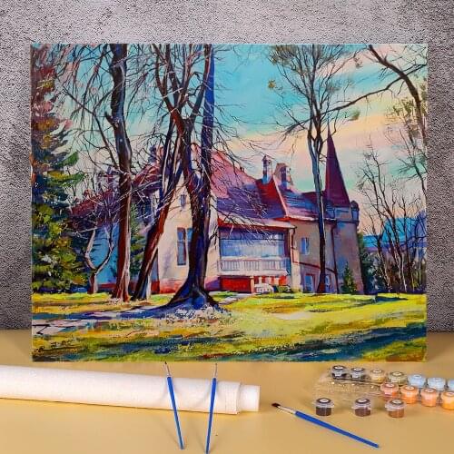 Landscape Old Villa DIY Paint By Numbers Set Acrylic Paints 40*50 Oil Painting Loft Wall Picture For Kids Handicraft Wholesale