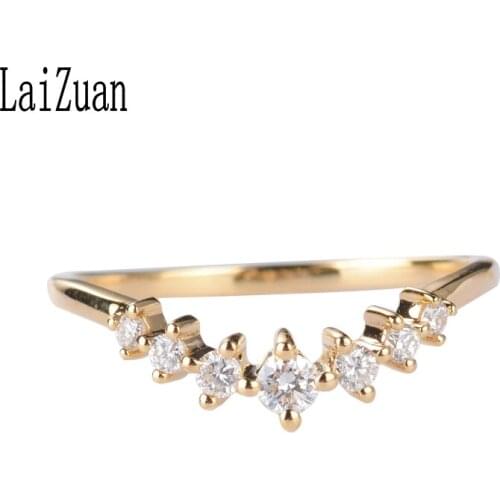 Solid 14K Yellow Gold Moissanite Rings for Women Lab Grown Moissanite Diamond Setting Band Rings Engagement Gift Fine Jewelry