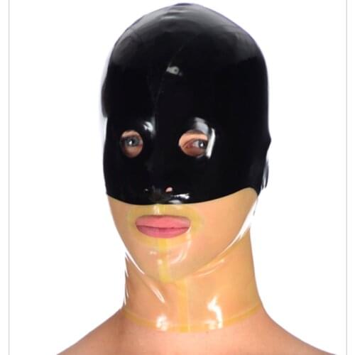 Hard face hood Latex mask fetish latex hood with Zip on Back latex mask bandage Costumes Accessories for Party halloween