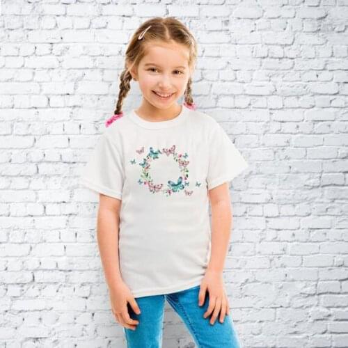 Summer Harajuku Beatiful Flowers Print White Kids Tshirt Funny Kid T-shirt Clothing Baby Boys and Girls Tops Clothes