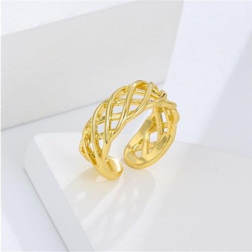 Fashion Geometric Hollow Ring Adjustable Bijoux Femme Fashion Geometric Cross Stacking Ring Accessories For Women