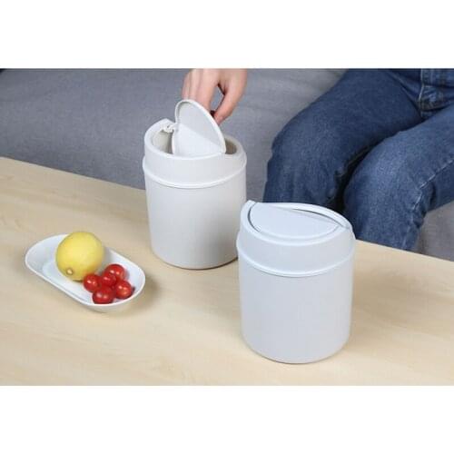Countertop Mini Trash Can Swing Lid Removable Cover Table Wastebasket for Home VC