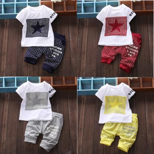 2021 New Hot Baby Boy Clothes Summer Kids Clothes Sets T-shirt+Pants Suit Star Printed Clothes Newborn Sport Suits Boy Outfits