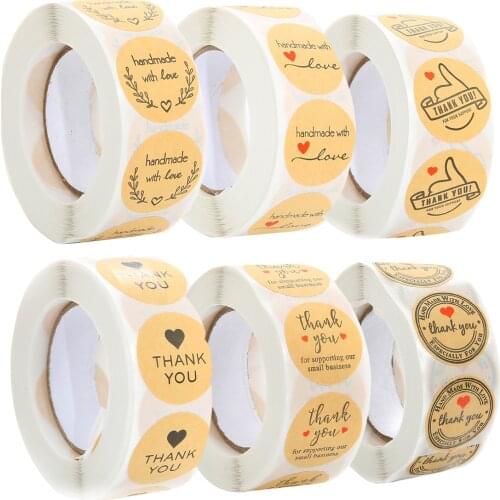 New 5 Sheets=60pcs Round Thank You Labels Stickers DIY Gift Wedding Decoration Candy Box Decor Sealing Label Sticker Paper Tags