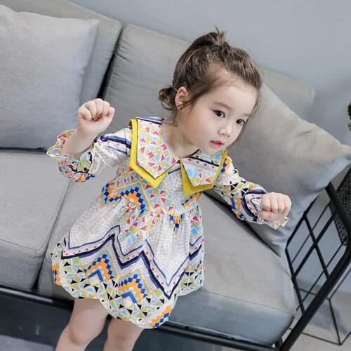 New Kids Long Sleeve Print Dresses For Girls Cute Casual Toddler Baby Clothes 2-9 Years Childrens Clothing Girl Princess Dress
