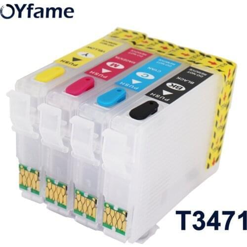 OYfame Europe T34XL T3471-T3474 Ink Cartridge refill For Epson Workforce Pro WF-3720 WF-3725 Printer with ARC Chip