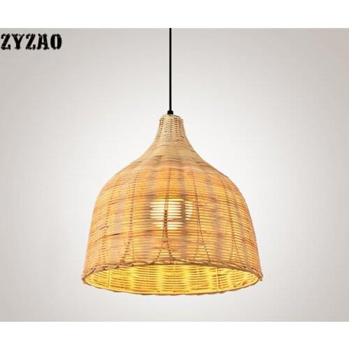 Rural Style Rattan Handmade Weaving Pendant Lights Restaurant Dining Room Hanglamp Home Decor Bamboo Loft Led Hanging Lamp E27