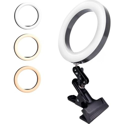 Protable Selfie Ring Light Lamp Fill Light Ringlight With Clip for Youtube Live Streaming Studio Video LED Dimmable Photography