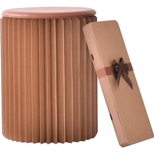 Fashion And Creative Furniture Lliving Room Household Saving Space kraft Paper Organ Stool Retractable Folding Fishing stool