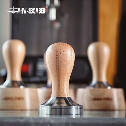 MHW-3BOMBER Coffee Tamper 51/53/58mm Solid Wood Stainless Steel Distributor Barista Tools Accessories Reusable Latte Espresso