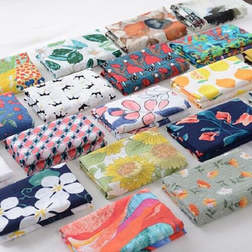 Ethnic Flower Print Bubble Cotton Linen Fabrics DIY Handmade Sewing Curtain Clothing Quilts Crafts Patchwork Cloth Rayon Fabric