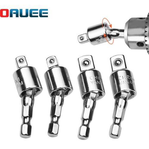 Electric Drill Socket Adapter for Impact Driver with Hex Shank to Square Socket Drill Bits Rotatable Extension 1/4" 3/8" 1/2"