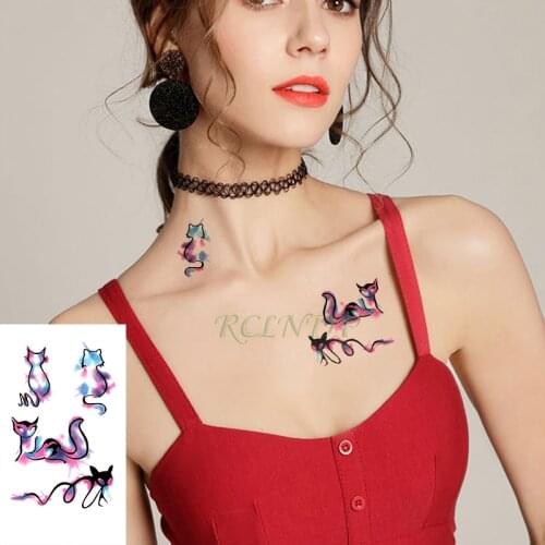 Waterproof Temporary Tattoo Sticker Animal cat fox Tatto Flash Tatoo Hand Wrist Foot Arm Neck Fake Tattoos For Men Women kid