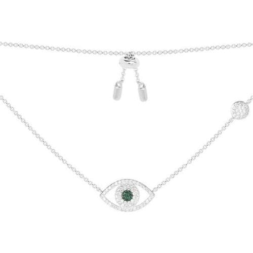 SLJELY Luxury Brand 925 Sterling Silver Evil Eye Micro Cubic Zirconia Stones Pendant Necklace Green Zircon Women Party Jewelry
